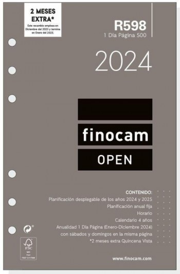 RECAMBIO AGENDA R598 FINOCAM OPEN DIA PAGINA