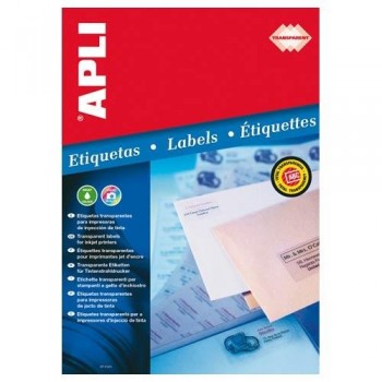 ETIQUETAS APLI DINA4 TRANSPARENTES 48,5X25,4