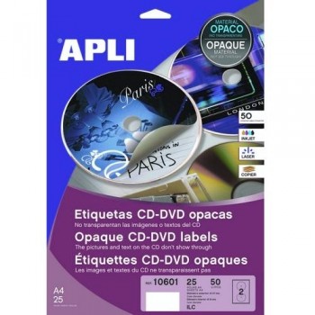 ETIQUETAS APLI DINA4 CD LASER INKJET COPIER 50UNIDADES 10601