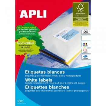 ETIQUETAS APLI DINA3 297X420 BLANCA CAJA 100UNIDADES