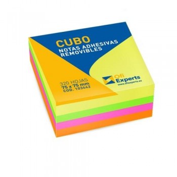 NOTAS ADHESIVAS OFIEXPERTS 75X75 CUBO 320H BRILLANTES