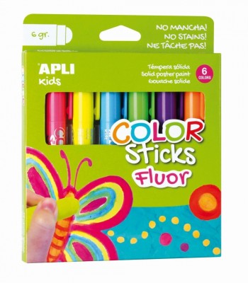 TEMPERA SOLIDA APLI FLUORESCENTE 6GRM 6 UNIDADES