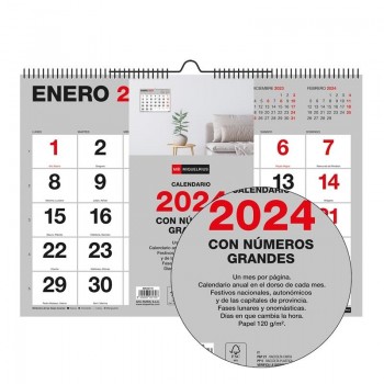 CALENDARIO MIQUELRIUS PARED DINA3 NUMEROS GRANDES 2024