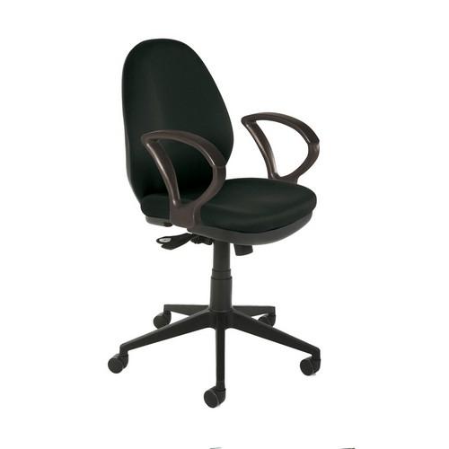 Silla operativa Oficina Tapizada Tela Negra Ergonómica RD939 Rocada. Brazos Incluidos