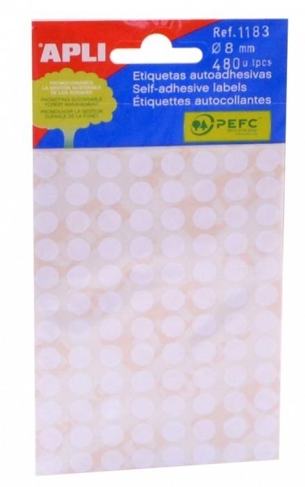 ETIQUETAS APLI GOMETS REDONDO 8MM BLANCA