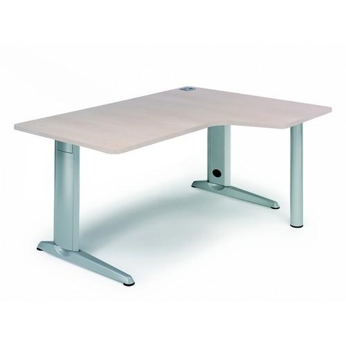 Mesa L 160x120 izquierda estructura aluminio y tablero haya serie Metal Rocada