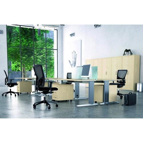 Mesa 140x80 cm. estructura Aluminio Tablero Gris serie Metal Rocada