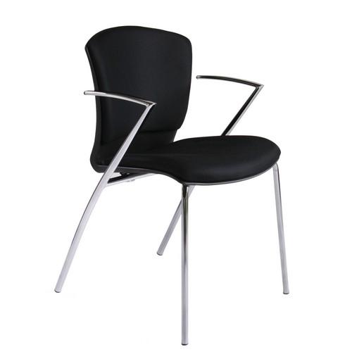 Silla Confidente Tapizada Tela Negra RD966 Rocada