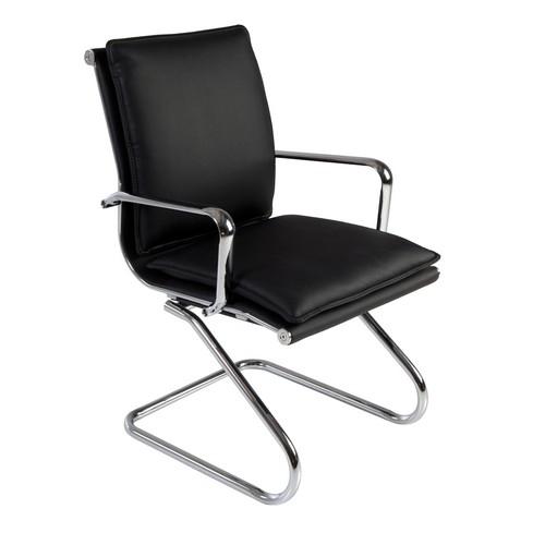 Silla Confidente Tapizada En Símil Piel Base Metálica