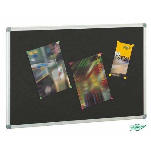 Tablero de corcho ligero tapizado negro 90x120 cm. Faibo