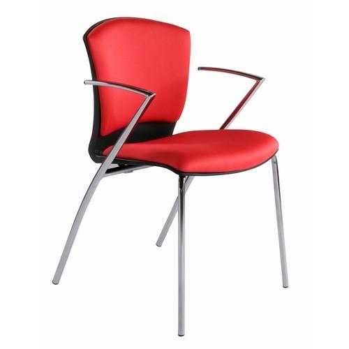 Silla confidente profesional tapizada rojo Rocada