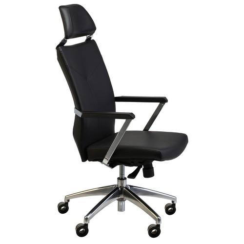 Silla dirección piel negra y base aluminio RD998N Rocada