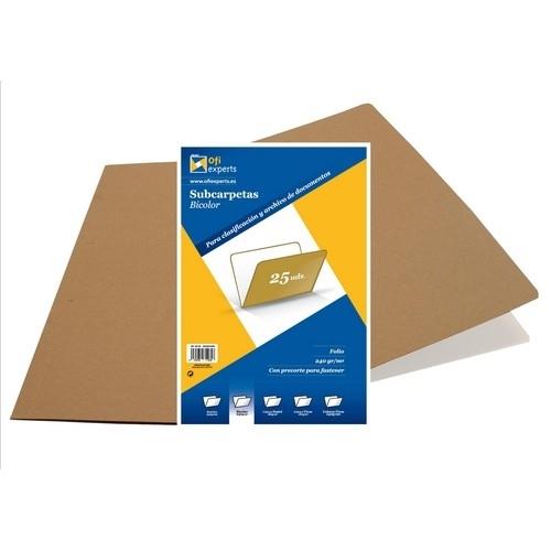 SUBCARPETA FOLIO KRAFT BICOLOR OFIEXPERTS PAQ 25UNI