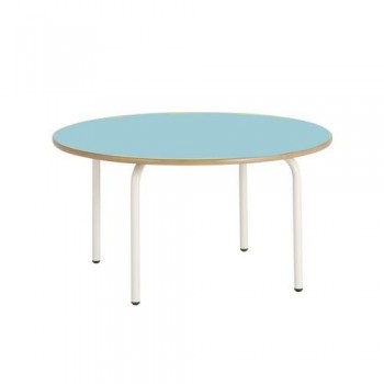 Mesa redonda madera estructura metálica T3 60 cm. altura 100 cm diámetro Azul Aries