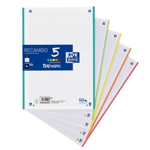 RECAMBIO OXFORD DINA4 5COLORES CUADRO 5X5
