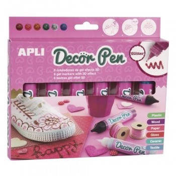 ROTULADOR APLI GEL 3D DECORPEN JUEGO 6COLORES