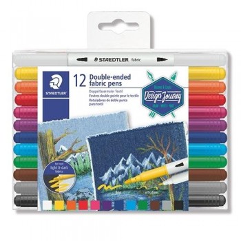 ROTULADORES STAEDTLER TEXTIL DOBLE PUNTA 12COLORES