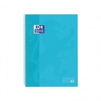 CUADERNO OXFORD DINA4 80H TAPA DURA 90GR CUADRO 5X5 AZUL PASTEL