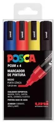 ROTULADOR POSCA PC5M ESTUCHE 4 COLORES BASICO