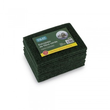 Estropajo fibra verde 20x15 pack 12 unidades