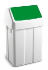 Papelera tapa basculante verde 50l.