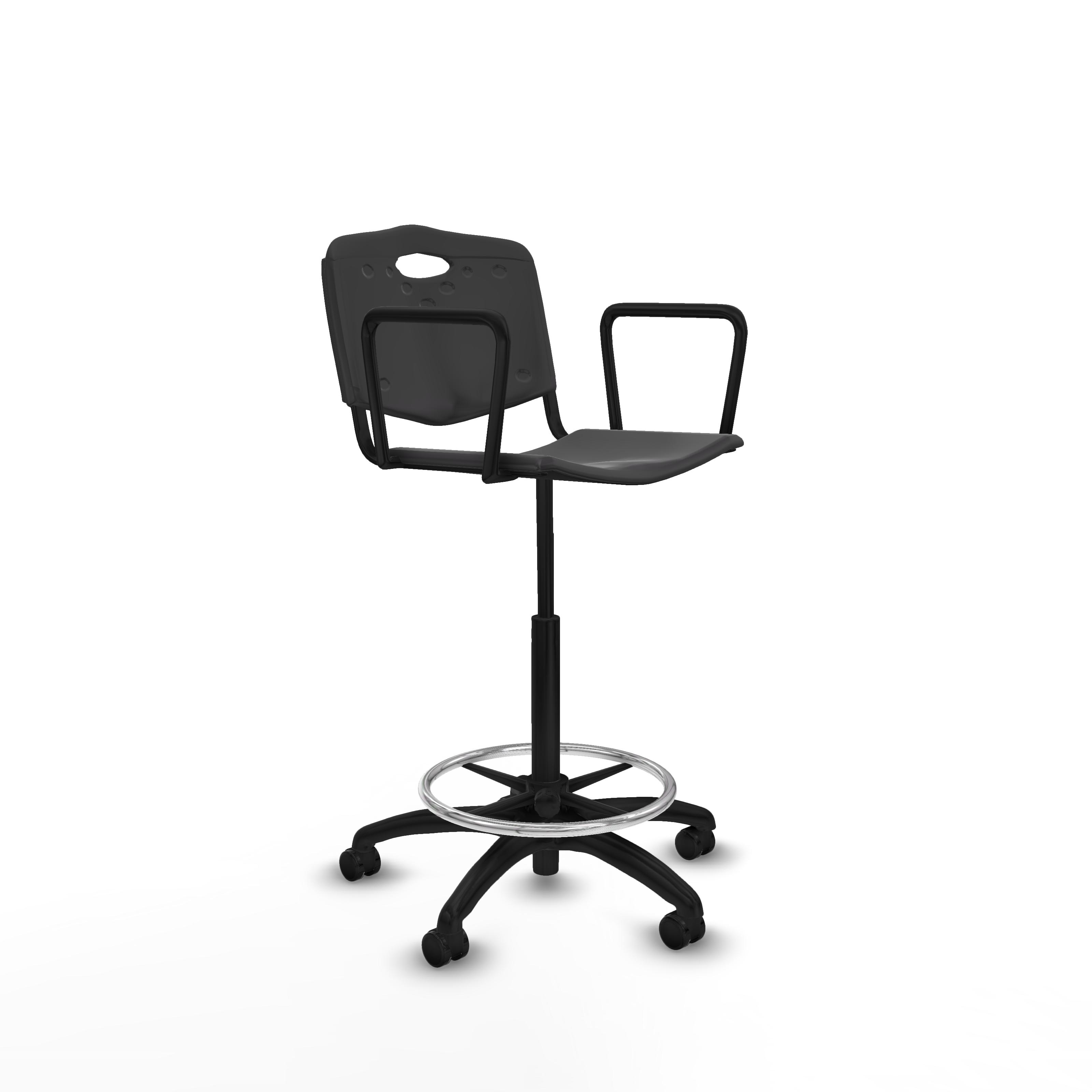 SILLA TABURETE  MODELO ROBLEDO PVC NEGRO CON BRAZOS