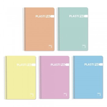 CUADERNO FOLIO 80H 90G POLIPROPILENO CUADRO COLORES PASTEL