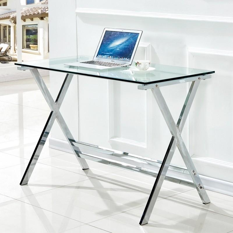 MESA ESTUDIO DELFOS CROMADA CRISTAL 110X55