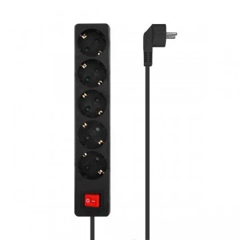 CABLE REGLETA  5 SALIDAS 1,5Mtrs CON INTERRUPTOR NEGRO