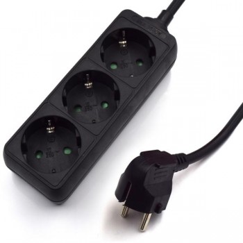 CABLE REGLETA  3TOMAS 1,5MTRO SIN INTERRUPTOR NEGRA