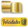 ETIQUETAS FELICIDADES 40X15 ORO
