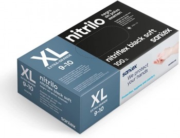 Santex Nitriflex Black Soft Pack de 100 Guantes de Nitrilo para Examen Talla XL - 3.5 gramos - Sin Polvo - Libre de Latex - No E
