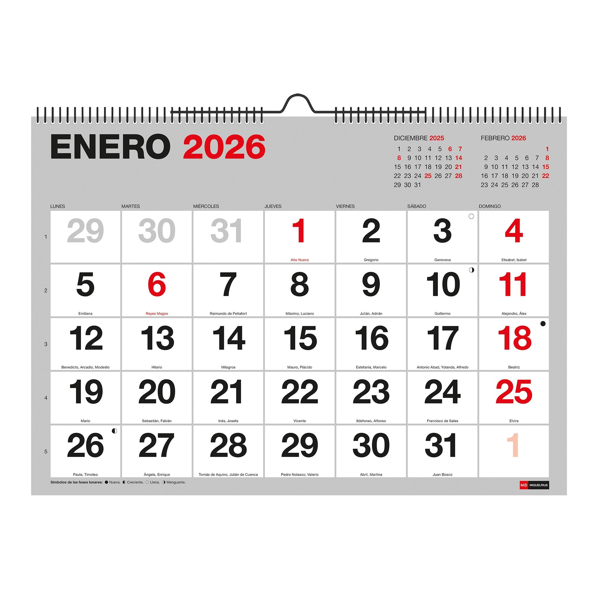 CALENDARIO MIQUELRIUS PARED DINA3 NUMEROS GRANDES 2026