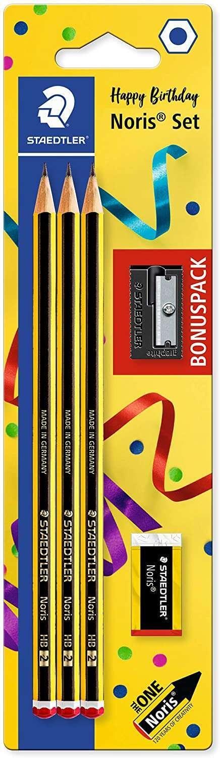BLISTER 3 LAPIZ NORIS Nº 2 HB + GOMA Y SACAPUNTA